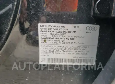 AUDI Q5 PRESTIG 2018 vin WA1CNAFY7J2071360 from auto auction Copart