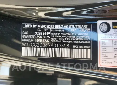 MERCEDES-BENZ EQS SEDAN 2022 vin W1KCG2DB6NA013858 from auto auction Copart