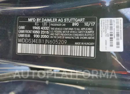 MERCEDES-BENZ CLA 250 2018 vin WDDSJ4EB1JN605209 from auto auction Copart