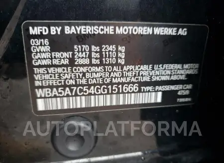 BMW 528 XI 2016 vin WBA5A7C54GG151666 from auto auction Copart