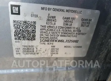 CHEVROLET TRAVERSE L 2020 vin 1GNERFKW6LJ125882 from auto auction Copart