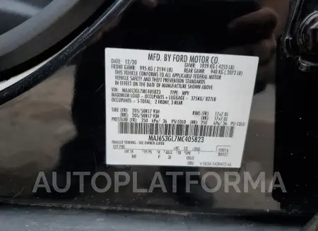 FORD ECOSPORT S 2021 vin MAJ6S3GL7MC405823 from auto auction Copart