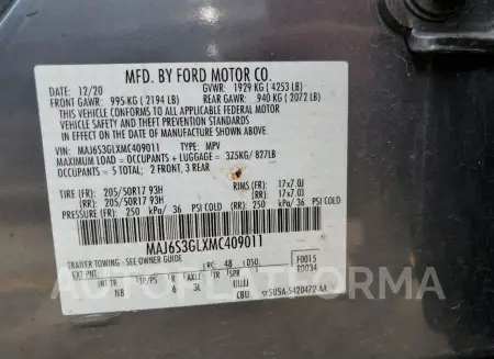 FORD ECOSPORT S 2021 vin MAJ6S3GLXMC409011 from auto auction Copart