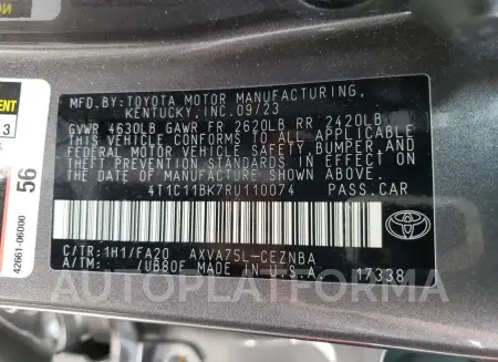 TOYOTA CAMRY LE 2024 vin 4T1C11BK7RU110074 from auto auction Copart