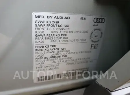 AUDI Q5 SPORTBA 2021 vin WA16AAFY7M2081822 from auto auction Copart