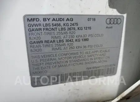 AUDI Q5 PREMIUM 2018 vin WA1BNAFY7J2223374 from auto auction Copart