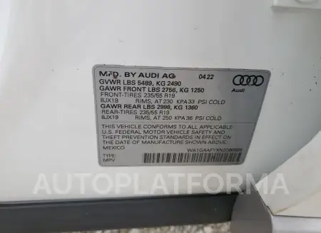 AUDI Q5 PREMIUM 2022 vin WA1GAAFYXN2096885 from auto auction Copart