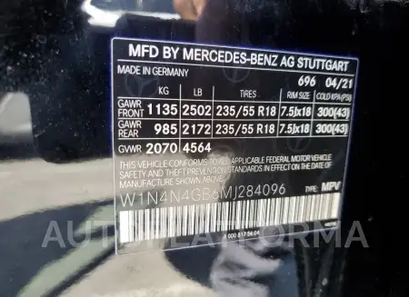 MERCEDES-BENZ GLA 250 2021 vin W1N4N4GB6MJ284096 from auto auction Copart