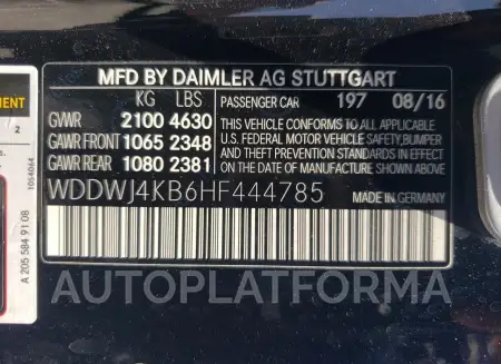 MERCEDES-BENZ C 300 4MAT 2017 vin WDDWJ4KB6HF444785 from auto auction Copart