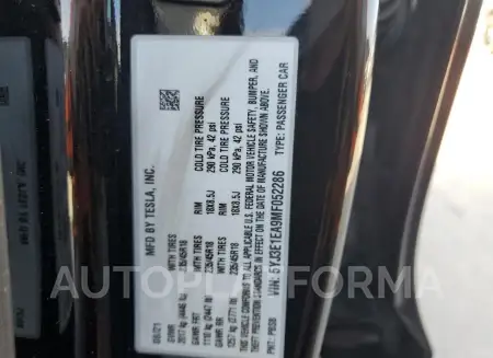 TESLA MODEL 3 2021 vin 5YJ3E1EA9MF052286 from auto auction Copart