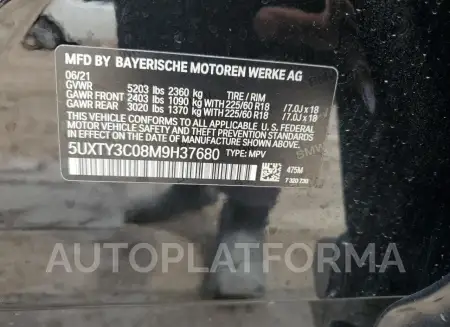 BMW X3 SDRIVE3 2021 vin 5UXTY3C08M9H37680 from auto auction Copart