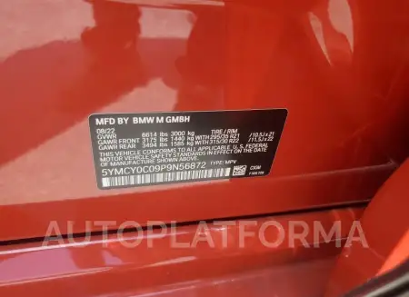 BMW X6 M 2023 vin 5YMCY0C09P9N56872 from auto auction Copart