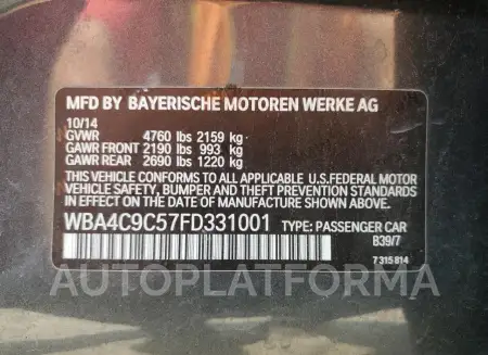 BMW 428 XI GRA 2015 vin WBA4C9C57FD331001 from auto auction Copart