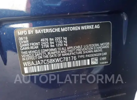 BMW 530 XI 2019 vin WBAJA7C58KWC78176 from auto auction Copart