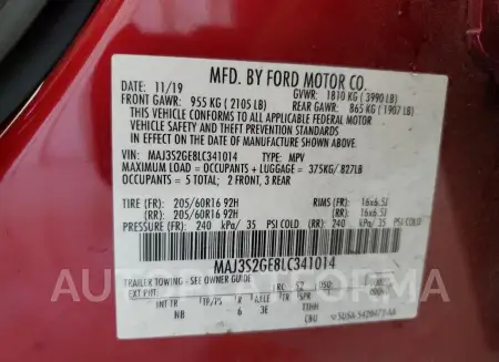 FORD ECOSPORT S 2020 vin MAJ3S2GE8LC341014 from auto auction Copart