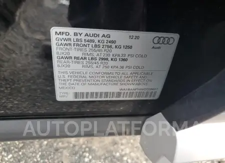 AUDI Q5 PREMIUM 2021 vin WA1BAAFY4M2039607 from auto auction Copart