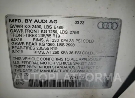 AUDI Q5 PREMIUM 2023 vin WA1EAAFY1P2120825 from auto auction Copart