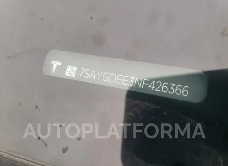 TESLA MODEL Y 2022 vin 7SAYGDEE3NF426366 from auto auction Copart