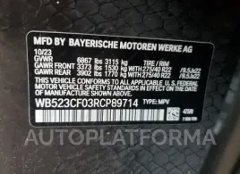 BMW IX XDRIVE5 2024 vin WB523CF03RCP89714 from auto auction Copart