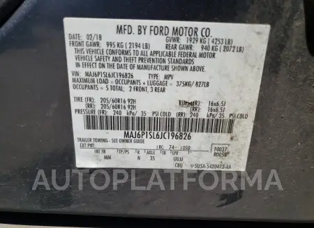 FORD ECOSPORT S 2018 vin MAJ6P1SL6JC196826 from auto auction Copart