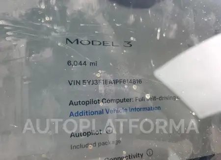 TESLA MODEL 3 2023 vin 5YJ3E1EA1PF614816 from auto auction Copart