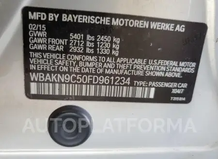 BMW 550 I 2015 vin WBAKN9C50FD961234 from auto auction Copart