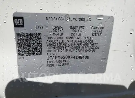 CHEVROLET BOLT EUV L 2023 vin 1G1FY6S0XP4148400 from auto auction Copart