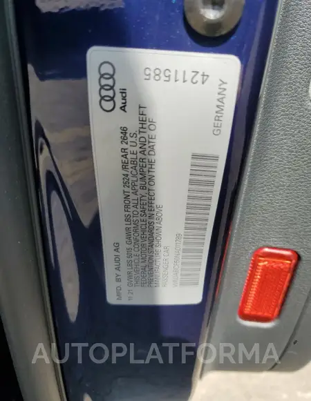 AUDI A5 PREMIUM 2022 vin WAUABCF50NA011789 from auto auction Copart