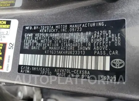 TOYOTA CAMRY SE N 2024 vin 4T1G31AK4RU623313 from auto auction Copart