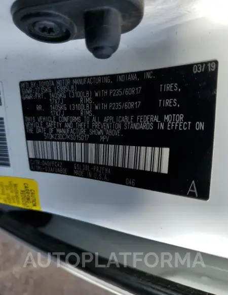 TOYOTA SIENNA LE 2019 vin 5TDKZ3DC7KS015017 from auto auction Copart