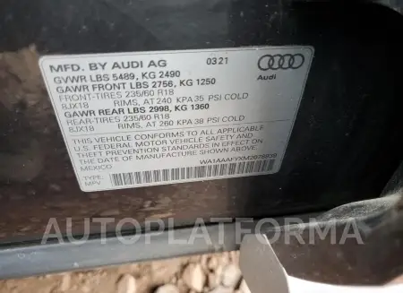 AUDI Q5 PREMIUM 2021 vin WA1AAAFYXM2078939 from auto auction Copart