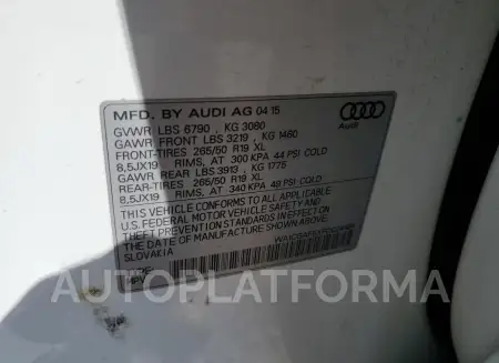 AUDI Q7 PREMIUM 2015 vin WA1CGAFEXFD024481 from auto auction Copart