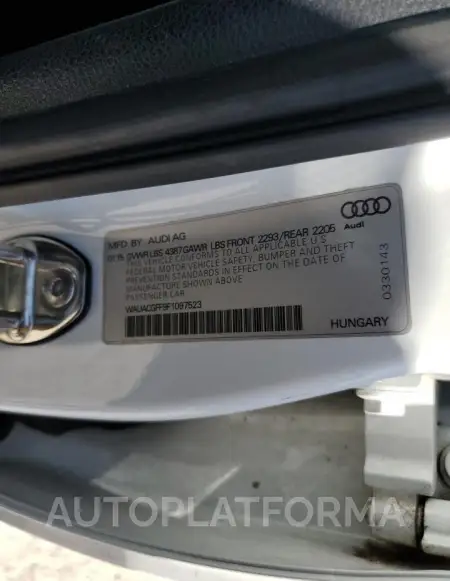 AUDI A3 PREMIUM 2015 vin WAUACGFF9F1097523 from auto auction Copart