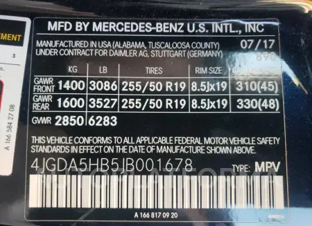 MERCEDES-BENZ GLE 350 4M 2018 vin 4JGDA5HB5JB001678 from auto auction Copart