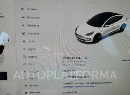 TESLA MODEL 3 2022 vin 5YJ3E1EB3NF164477 from auto auction Copart