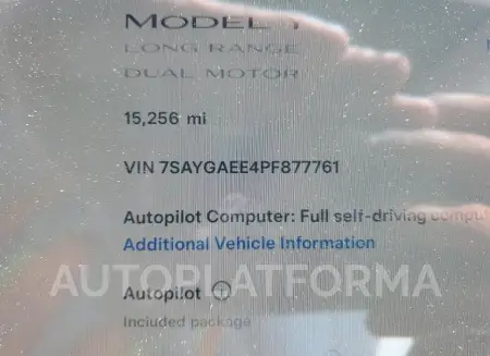 TESLA MODEL Y 2023 vin 7SAYGAEE4PF877761 from auto auction Copart