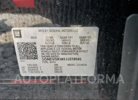 CHEVROLET TRAVERSE L 2018 vin 1GNEVGKW2JJ278581 from auto auction Copart