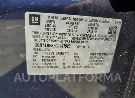 CHEVROLET EQUINOX LS 2016 vin 2GNALBEK2G1147928 from auto auction Copart