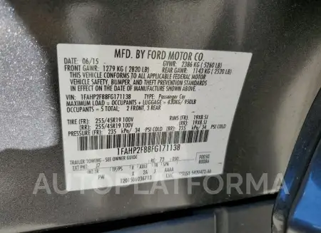 FORD TAURUS LIM 2015 vin 1FAHP2F88FG171138 from auto auction Copart