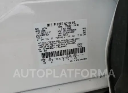 FORD EDGE ST 2020 vin 2FMPK4AP3LBA84969 from auto auction Copart