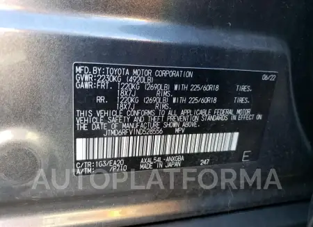 TOYOTA RAV4 LIMIT 2022 vin JTMD6RFV1ND528556 from auto auction Copart