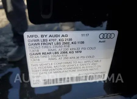 AUDI Q3 PREMIUM 2018 vin WA1BCCFS4JR018602 from auto auction Copart