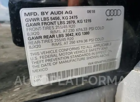 AUDI Q5 PREMIUM 2018 vin WA1BNAFY0J2206948 from auto auction Copart