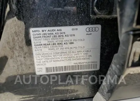 AUDI Q5 PREMIUM 2018 vin WA1BNAFY4J2156684 from auto auction Copart