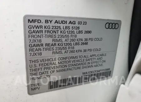 AUDI Q3 PREMIUM 2023 vin WA1DECF34P1112966 from auto auction Copart