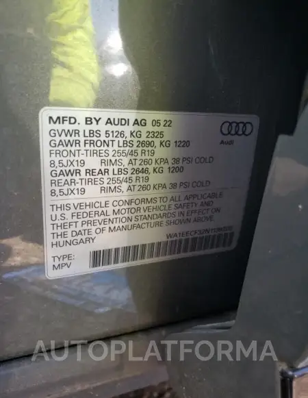 AUDI Q3 PREMIUM 2022 vin WA1EECF32N1139200 from auto auction Copart