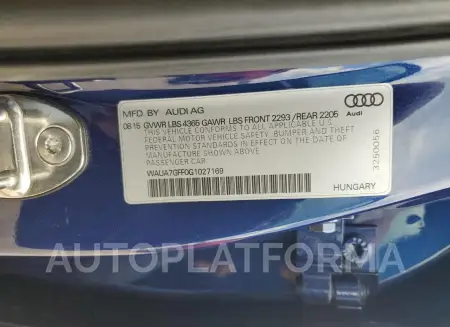 AUDI A3 PREMIUM 2016 vin WAUA7GFF0G1027169 from auto auction Copart