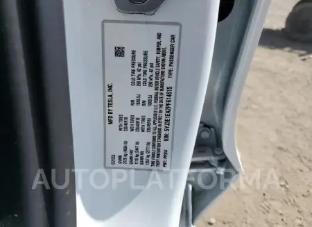 TESLA MODEL 3 2023 vin 5YJ3E1EA2PF614615 from auto auction Copart