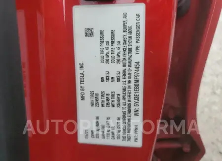 TESLA MODEL 3 2021 vin 5YJ3E1EB0MF974454 from auto auction Copart