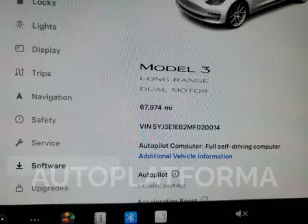 TESLA MODEL 3 2021 vin 5YJ3E1EB2MF020014 from auto auction Copart